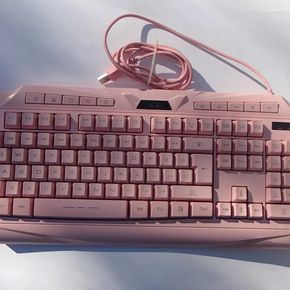 Pink Gaming Keyboard & sades Headset Combo MageGee GK710 Wired Backlight